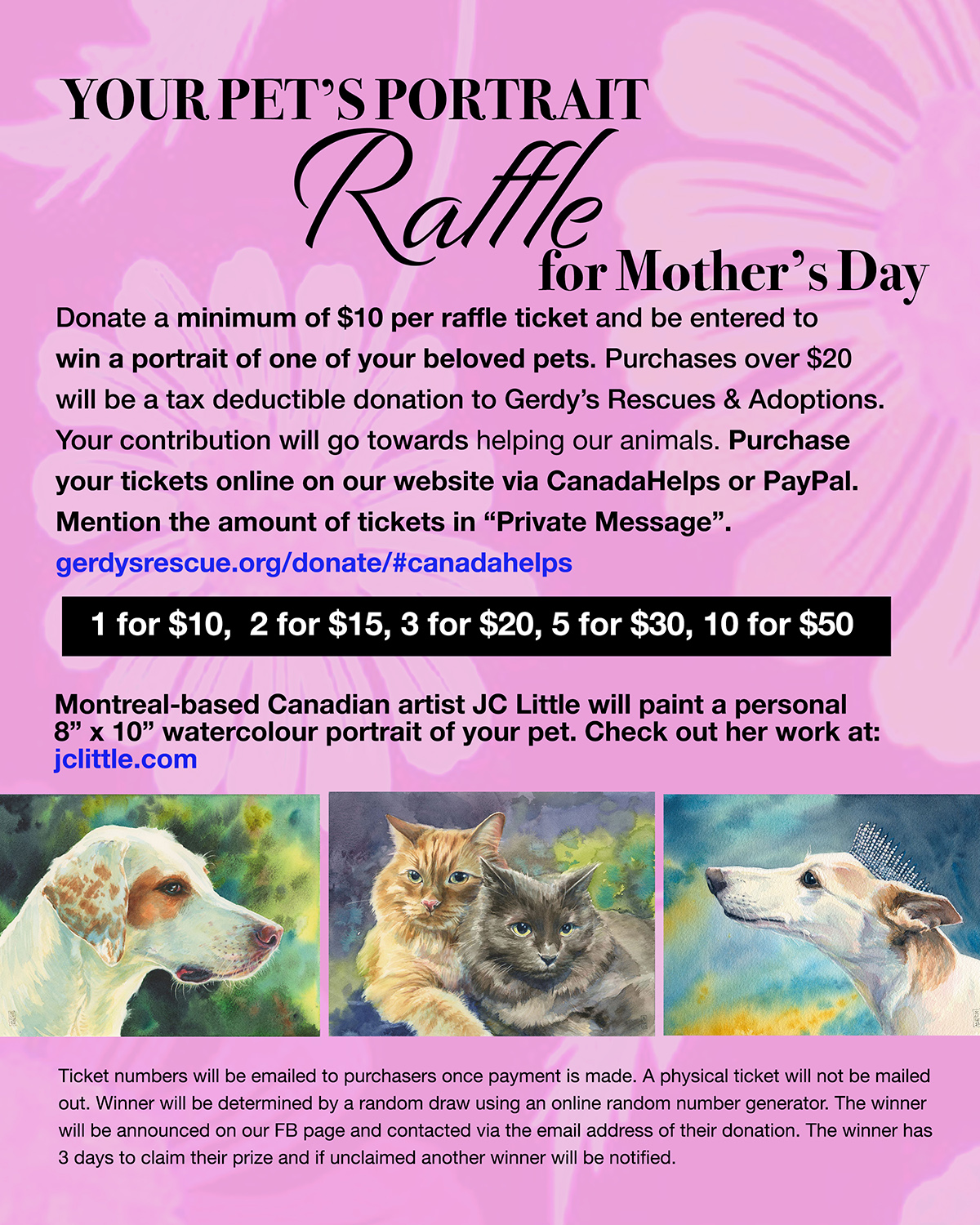 Pet Raffle Template PET PORTRAIT RAFFLE FOR MOTHER'S DAY. | Gerdy’s Rescues and Adoptions